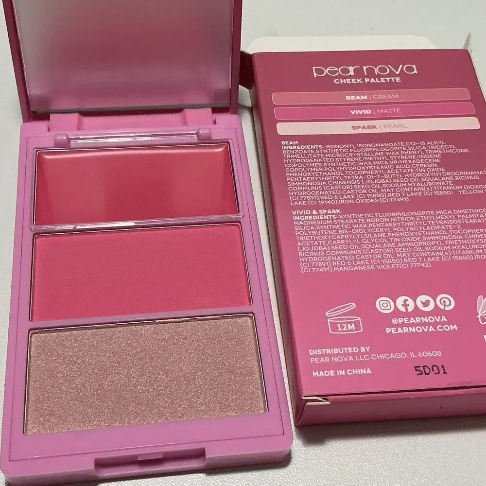 Pear Nova Pink Cheek Palette Beam Cream Vivid Matte Spark Pearl
